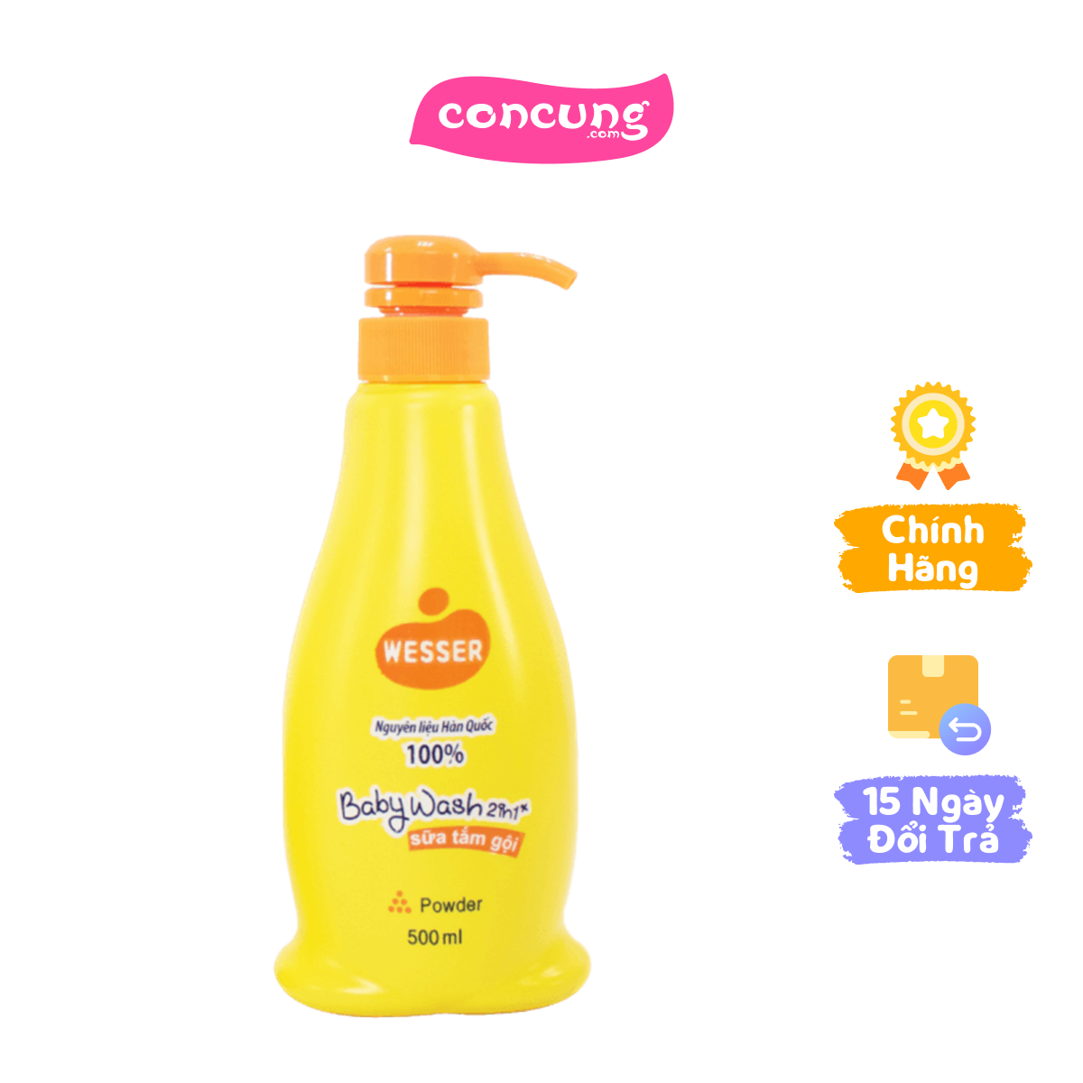 Sữa tắm gội Wesser 2 in 1 500ml Hương phấn(cam)