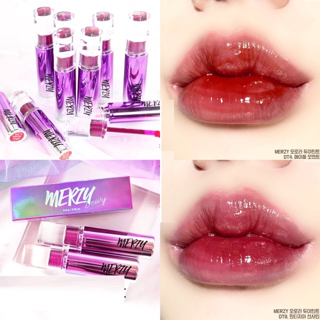 [HCM]Son Tint Bóng Siêu Lì Cho Đôi Môi Căng Mọng Merzy Aurora Dewy Tint 5.5g