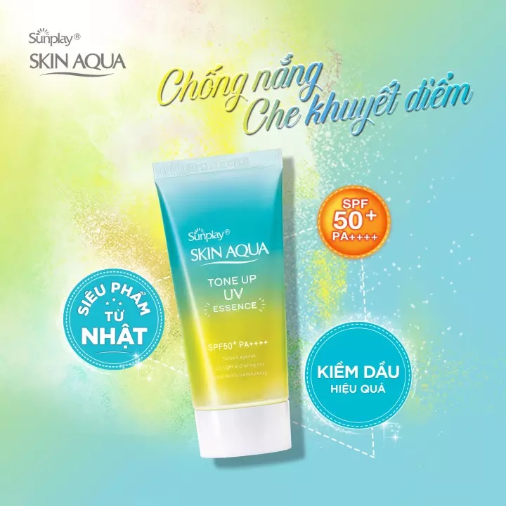 Kem Chống Nắng Skin Aqua Kiềm Dầu Nâng Tông Kem Chống Nắng Cho Da Dầu Mụn Skin Aqua Tone Up UV Essence Lavender SPF50+