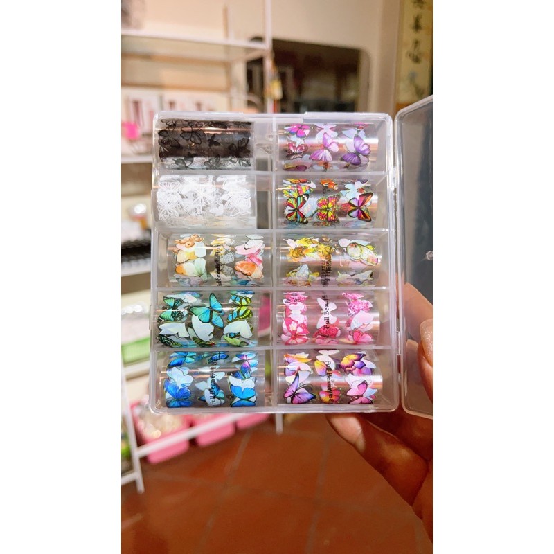 Foil dán móng  foil nail họa tiết bướm trang trí móng tay chuyên dụng