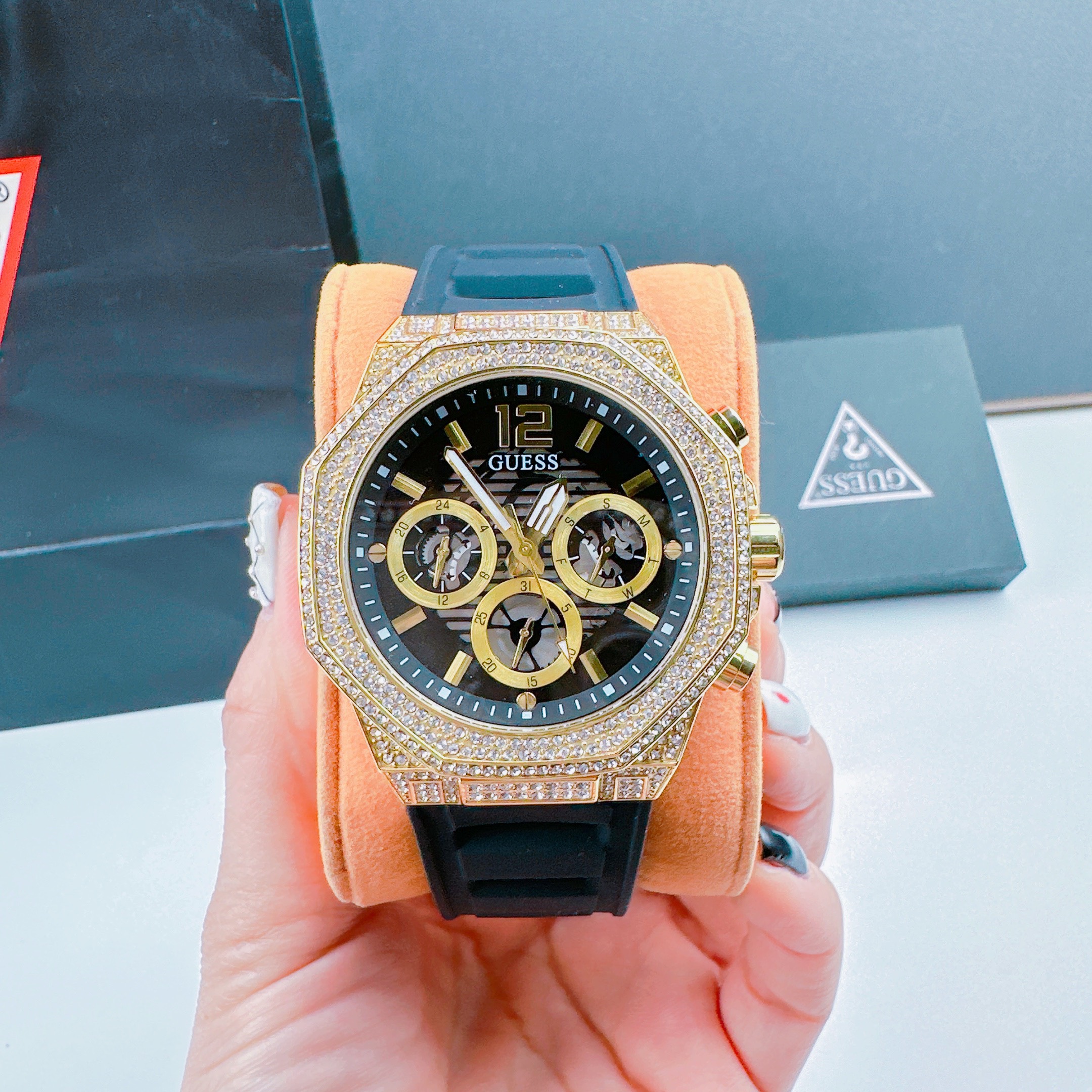 Đồng hồ đeo tay nam dây silicon cao cấp chống nước thể thao Guess GW0518G2 size 44mm fullbox  shop kiwi