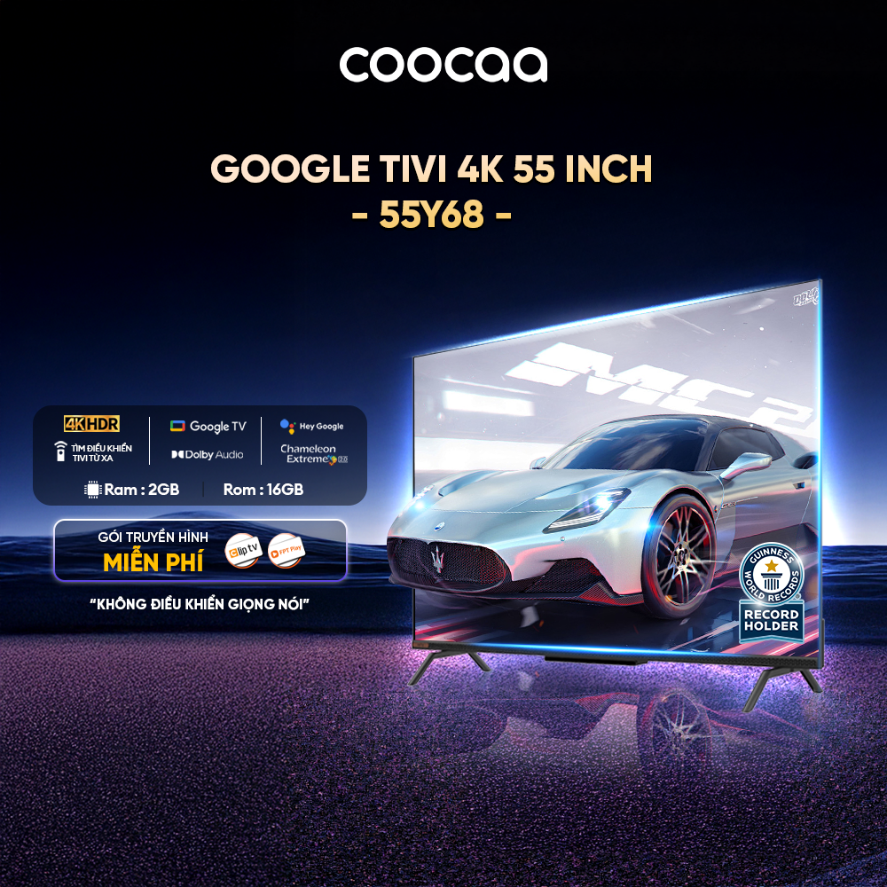 [CHỈ GIAO HCM] Google Tivi Coocaa 4K 55 Inch - 55Y68 Youtube Netfilx Smart TV 2025 new tv