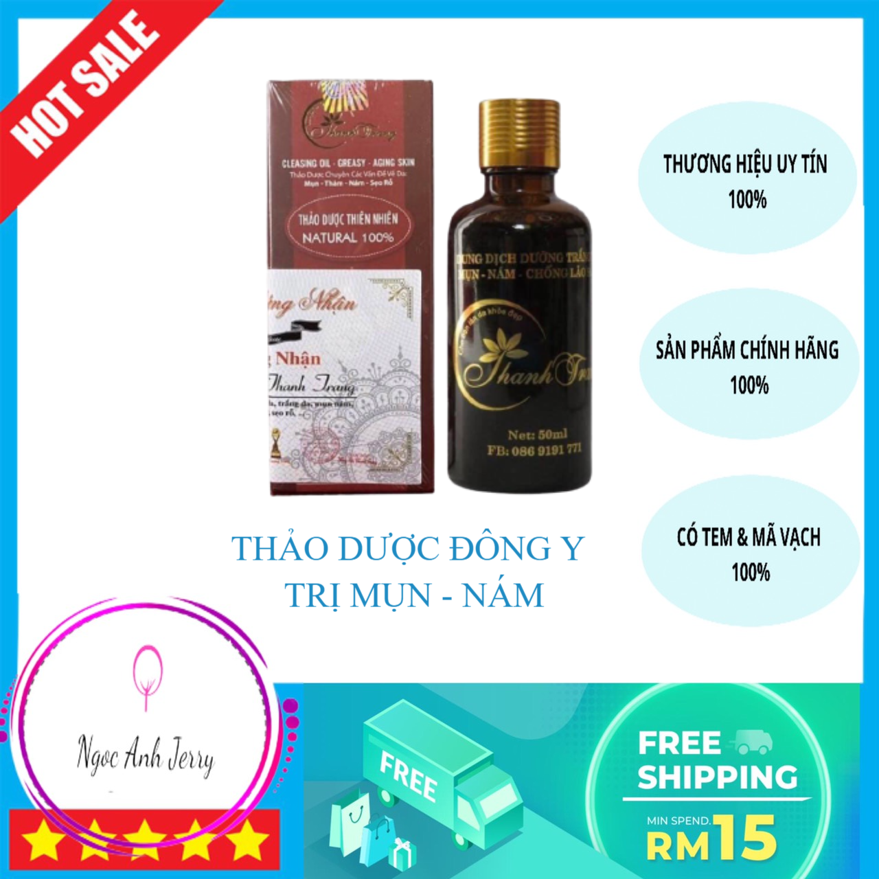 Thảo Dược Đông Y Trừ Mụn Thâm Nám Thanh Trang Tái Tạo Da Trừ Mụnthâmnám (50Ml) Sử Dụng An Toàn - Hiệu Quả - Tiết Kiệm (Chính Hãng Thanh Trang 100% - Miễn Ship)