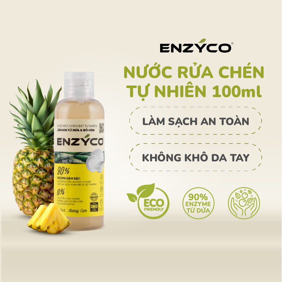 Nước Ngâm Rửa Rau Củ Quả Sinh Học ENZYCO Hương Dứa 1L Làm Sạch Thực Phẩm 100% Enzyme Từ Dứa