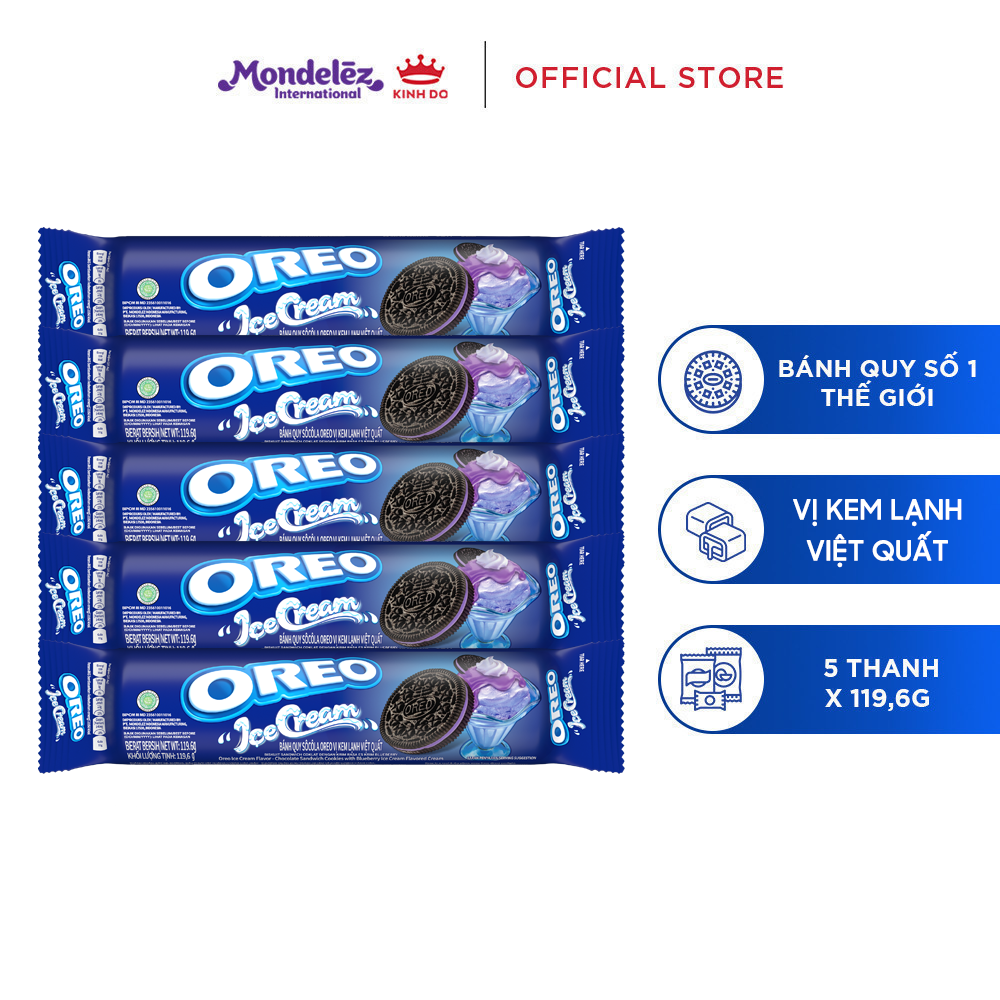 Bánh Quy Oreo Vị Kem Lạnh Việt Quất Combo 5 Thanh X 119.6G