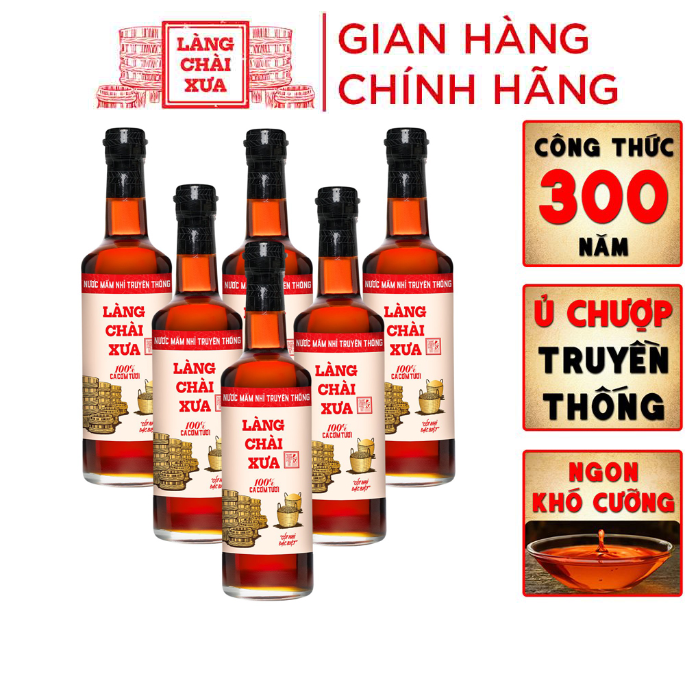 [Cốt nhỉ đặc biệt - 30 độ đạm] Thùng 6 chai nước mắm nhỉ Làng chài Xưa truyền thống nhãn đỏ chai thủ