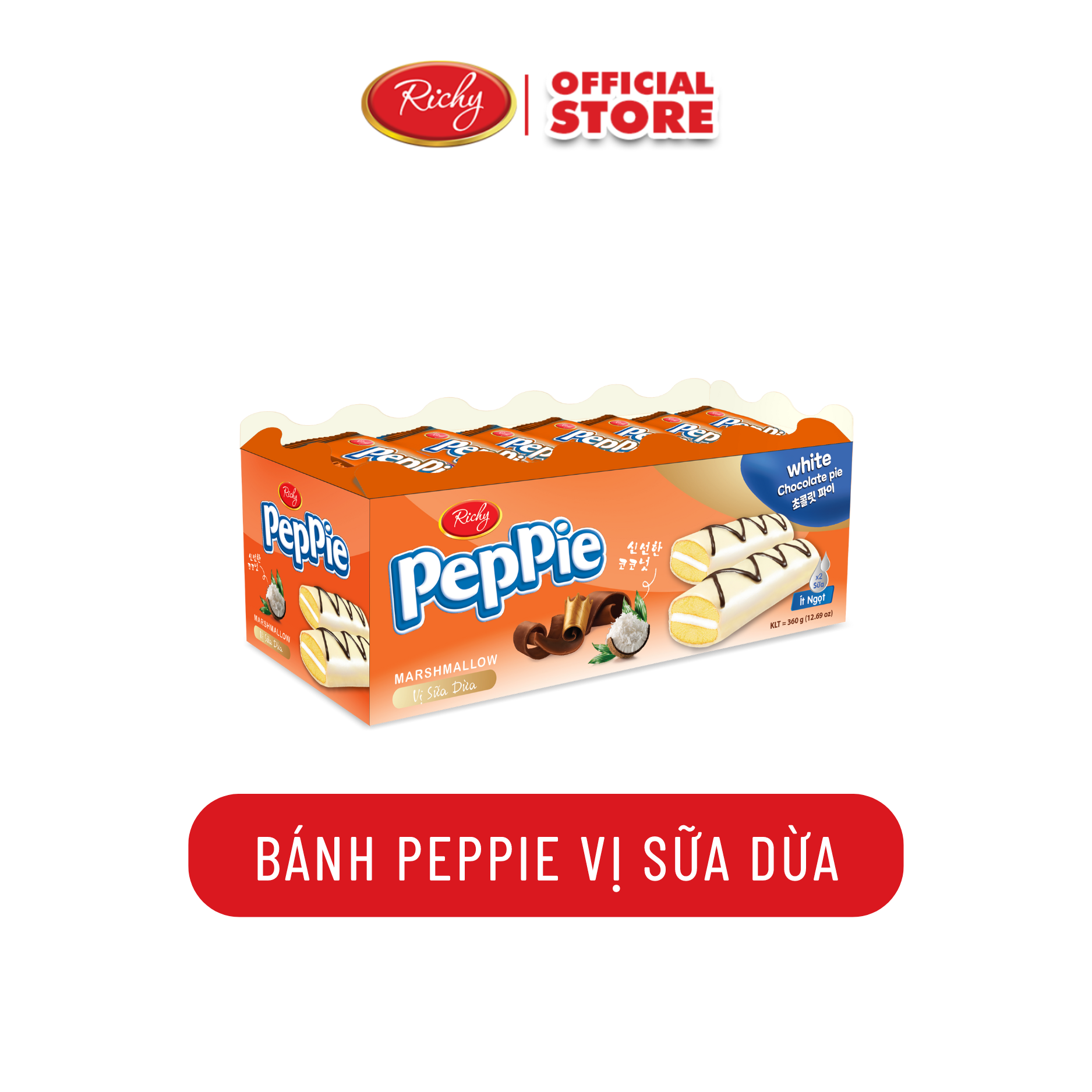 Bánh Peppie Richy Khay 360g vị sữa dừa ( bao bì mới)