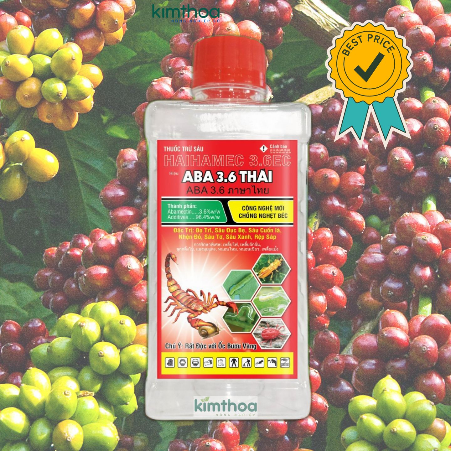 THUỐC TRỪ SÂU PHỔ RỘNG HAIHAMEC 3.6EC ABA THÁI NƯỚC ĐỎ CHỨA ABAMECTIN CHAI 450ML