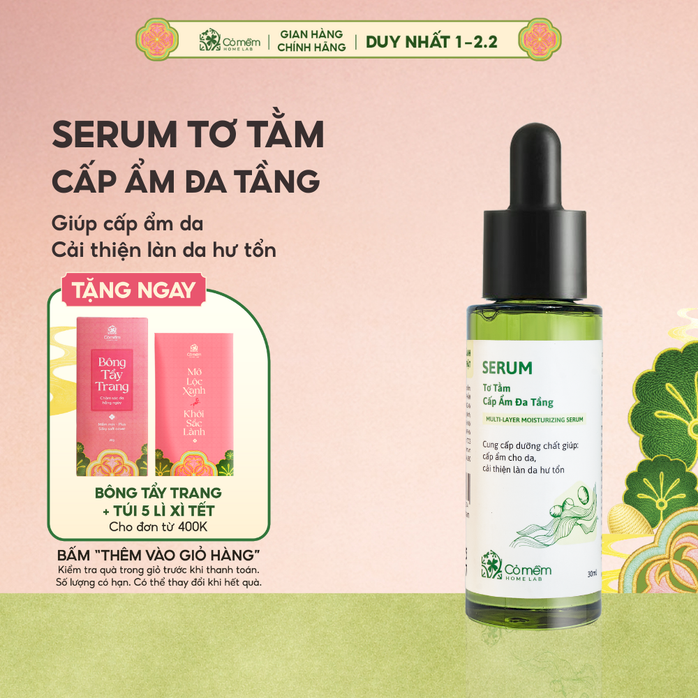 [TRỢ GIÁ 22K] Serum Cấp Ẩm Phục Hồi Da Thu Nhỏ Lỗ Chân Lông Ngăn Ngừa Lão Hoá Dưỡng Da Tơ Tằm Cỏ Mềm