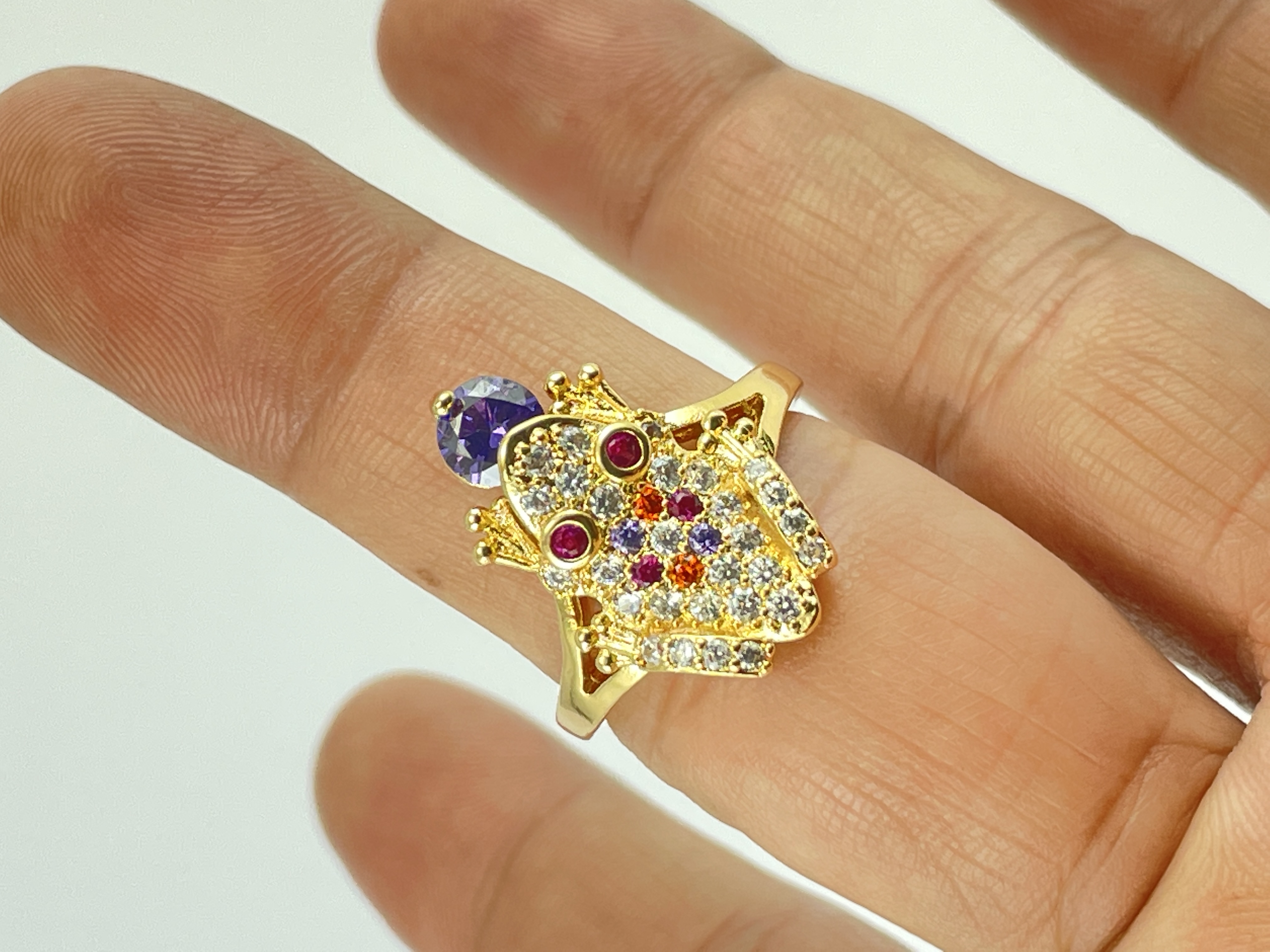 [HCM]NHẪN NỮ CON CÓC NGẬM NGỌC MẠ VÀNG 18K SÁNG BÓNG