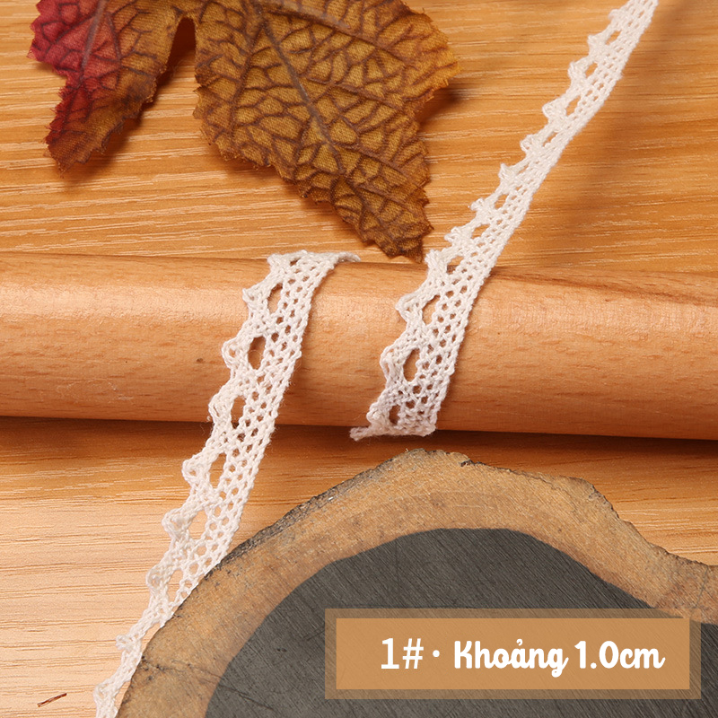Dây ren màu kem ngà trang trí sản phẩm handmade decor