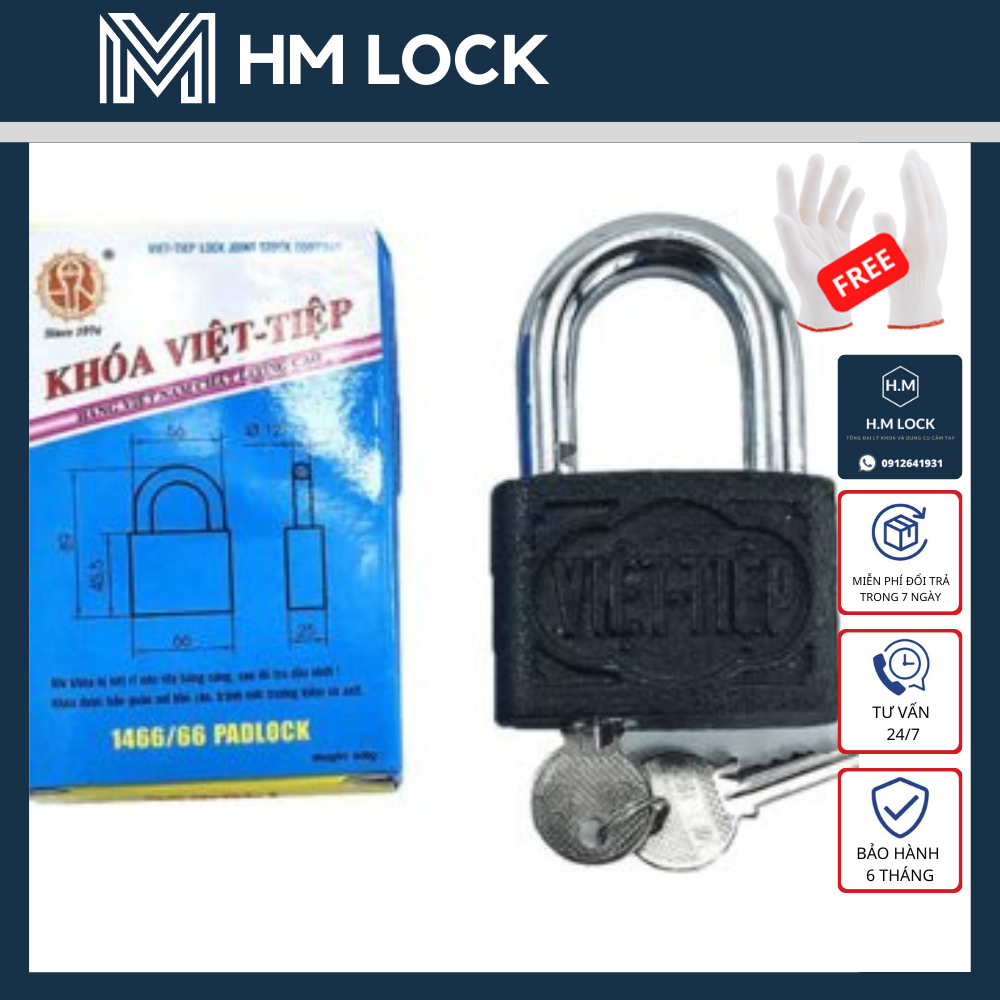 Ổ KHÓA CỬA VIỆT TIỆP GANG 1466/52 - MÀU ĐEN - HÀNG CHÍNH HÃNG - HM LOCK