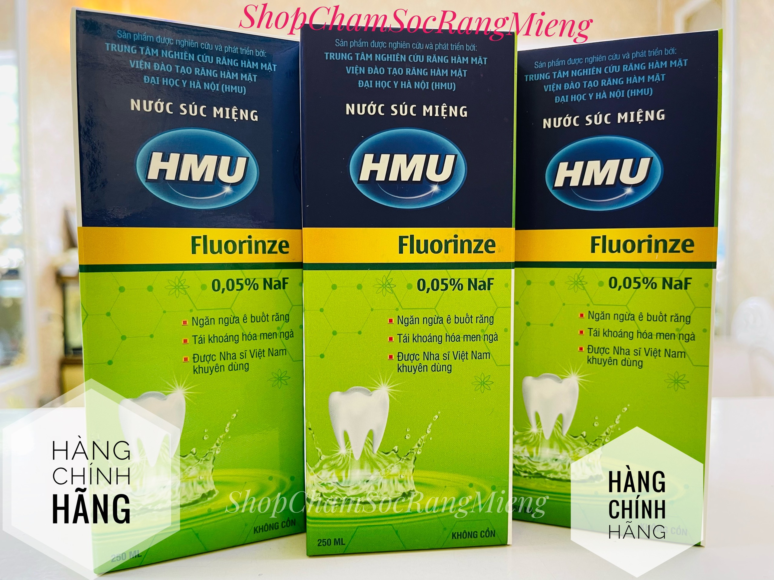 Nước súc miệng HMU Fluorinze 005% NaF 250ml của Đại học Y Hà Nội ( Chính Hãng )