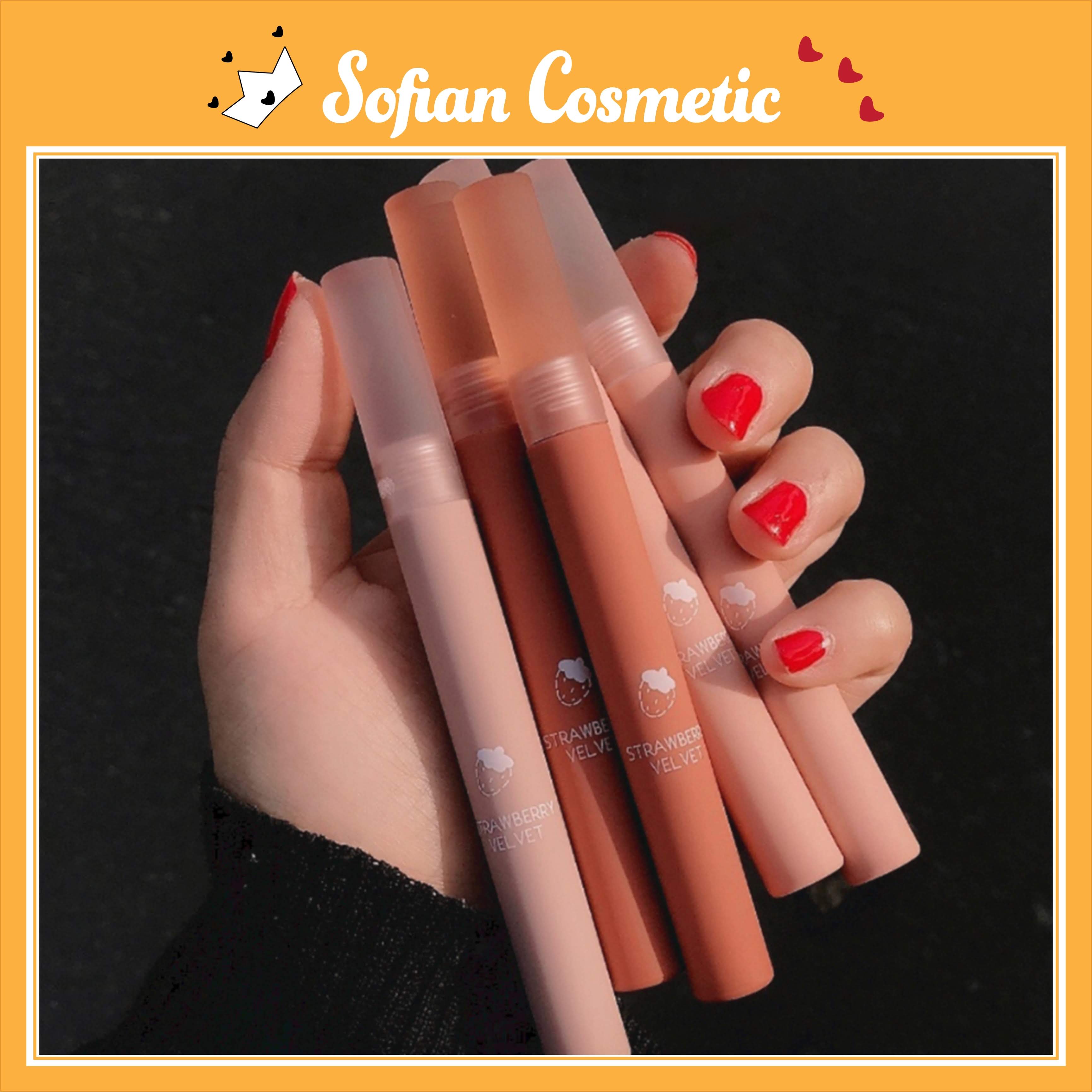 Xiyuan - Son Kem Lì Nội Địa Trung Xiyuan Dâu Tây Strawberry Lip Mud Lipstick Ngọt Ngào Siêu Lì Mềm Mượt Mịn - Sofian Cosmetic