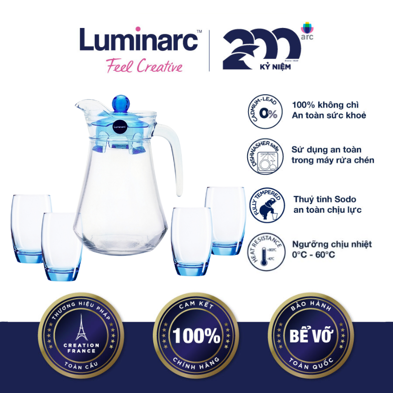 Bộ Bình Ly TT Luminarc Arc Salto Blue 5 món - LUBIV6105