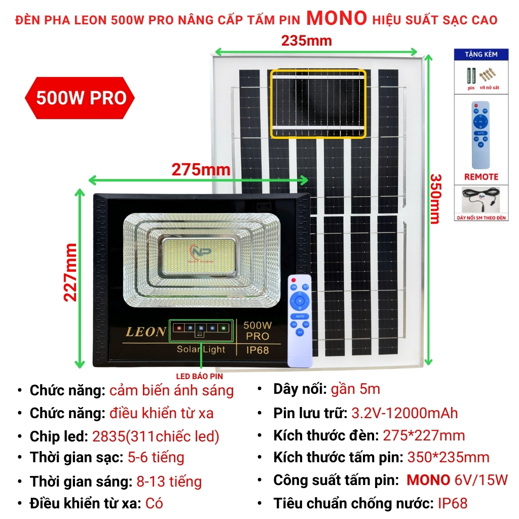 [0 Đồng Vận Chuyển]Đèn led năng lượng mặt trờiđèn năng lượng mặt trời ngoài sân trong nhà pha đôi 300W500W đèn cảm biến tự động sángđiều khiển chống nước IP67dùng làm đèn trang trí chiếu sáng biển hiệu sân vườnBH 1 năm shopnhatphong