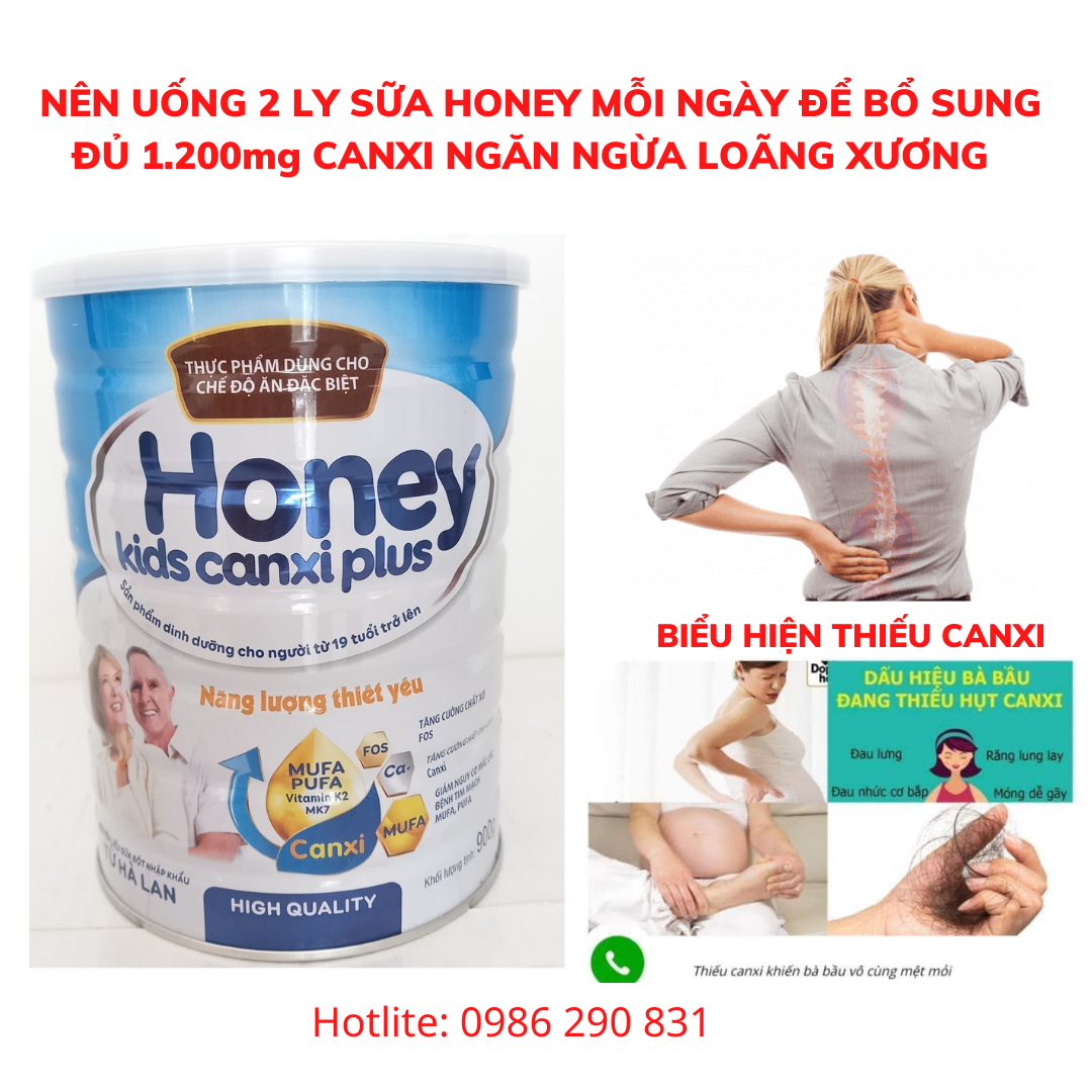 Sữa Canxi Dành Cho Người Lớn Tuổi Honey Kids Canxi Plust Bổ Sung 1.200Mg Canxi Mỗi Ngày Giúp Ăn Ngon Ngủ Tốt Giảm Đau Nhức Tê Bì Tay Chân Ngăn Ngừa Loãng Xương