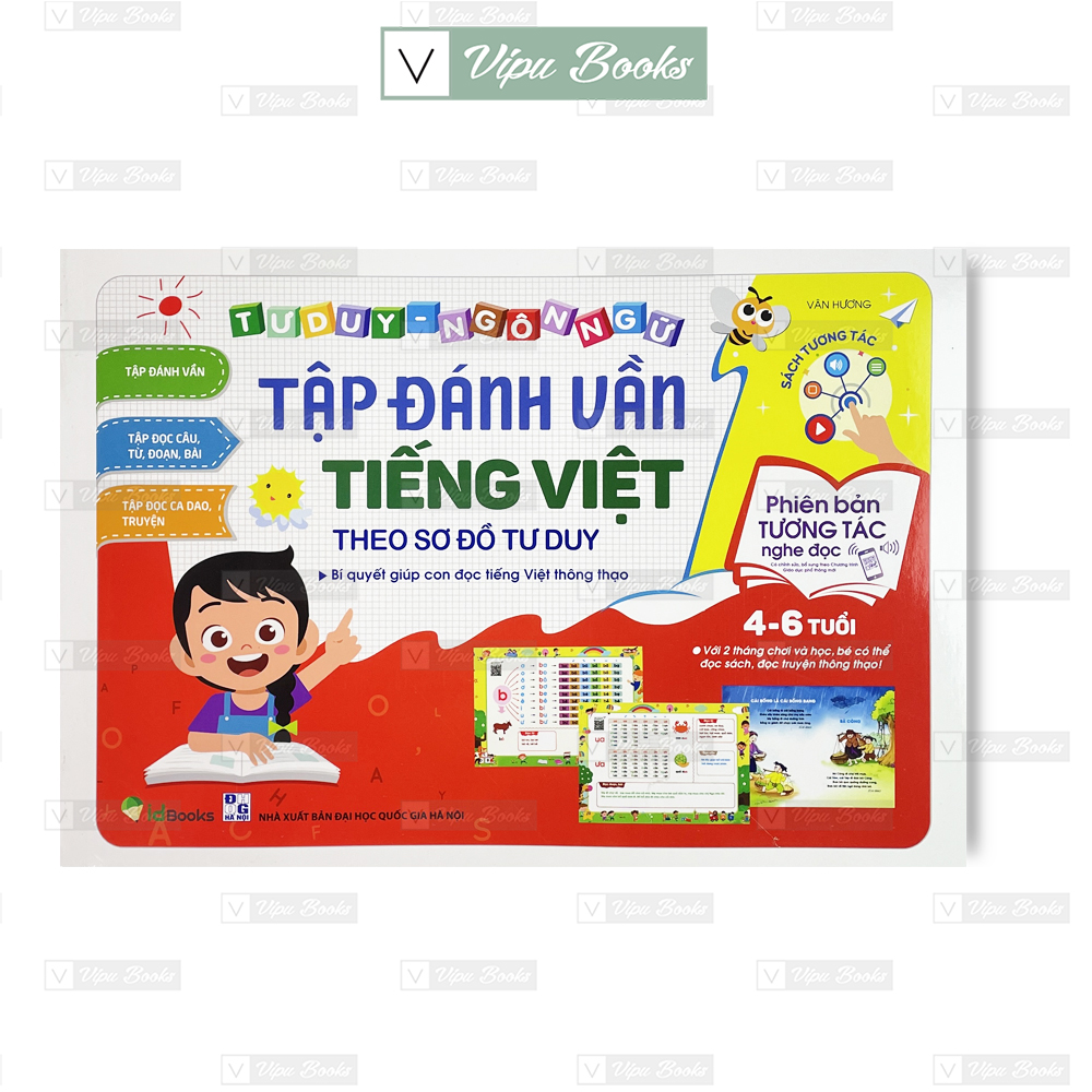 [PHIÊN BẢN ÂM THANH] Tập Đánh Vần Tiếng Việt + Bộ Thẻ Ghép Vần Cho Bé 4-6 Tuổi - Tư Duy Ngôn Ngữ Cho