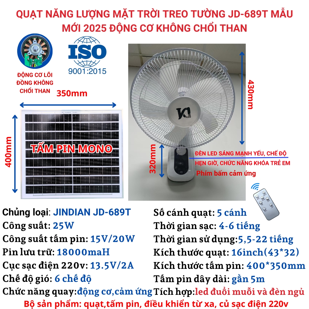 [0 đồng vận chuyển]Quạt năng lượng mặt trời quạt tích điện chạy bằng lăng lượng mặt trời  dạng nằm c