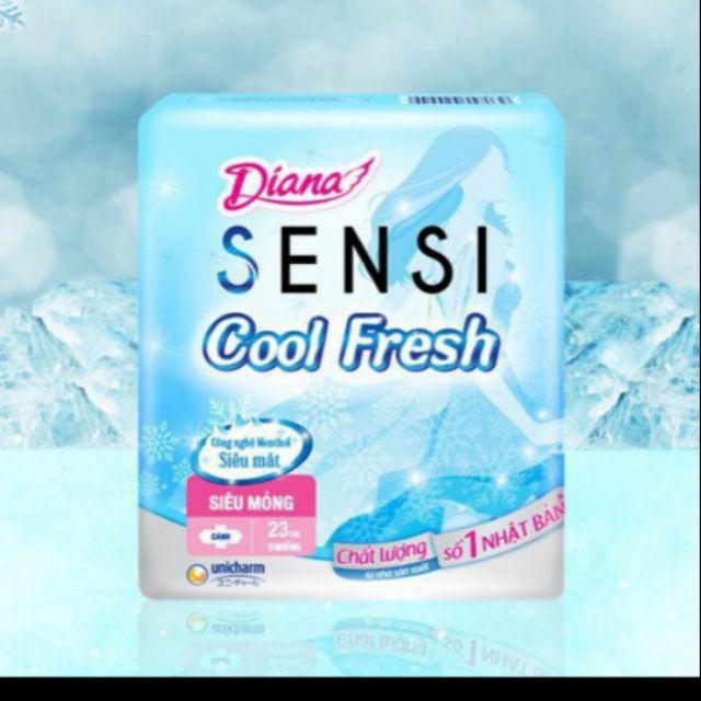 Băng Vệ Sinh Diana Siêu Thấm Cool Fresh Có Cánh Không Cánh Bịch 6 Gói