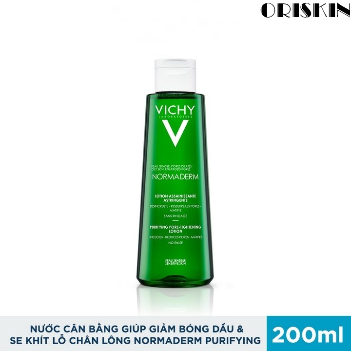 [Hcm]Vichy Nước Cân Bằng Giúp Da Thông Thoáng Giảm Bóng Dầu Và Làm Se Khít Lỗ Chân Lông - Dành Cho Da Dầu Da Mụn Normaderm Purifying Pore - Tightening Lotion 200Ml