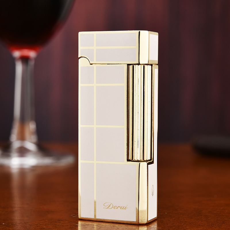 Bật Lửa Hàng Cao Cấp DERUI 3019 Nguyên Khối Màu Trắng Sọc ( Có Hộp Xài Gas) ( KHÔNG GAS)