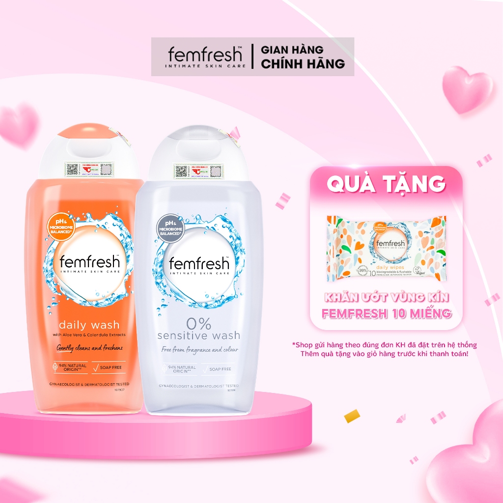 [COMBO DỊU NHẸ] Dung Dịch Vệ Sinh Phụ Nữ Femfresh Daily Intimate Wash 250ml Dung dịch vệ sinh nữ Fem