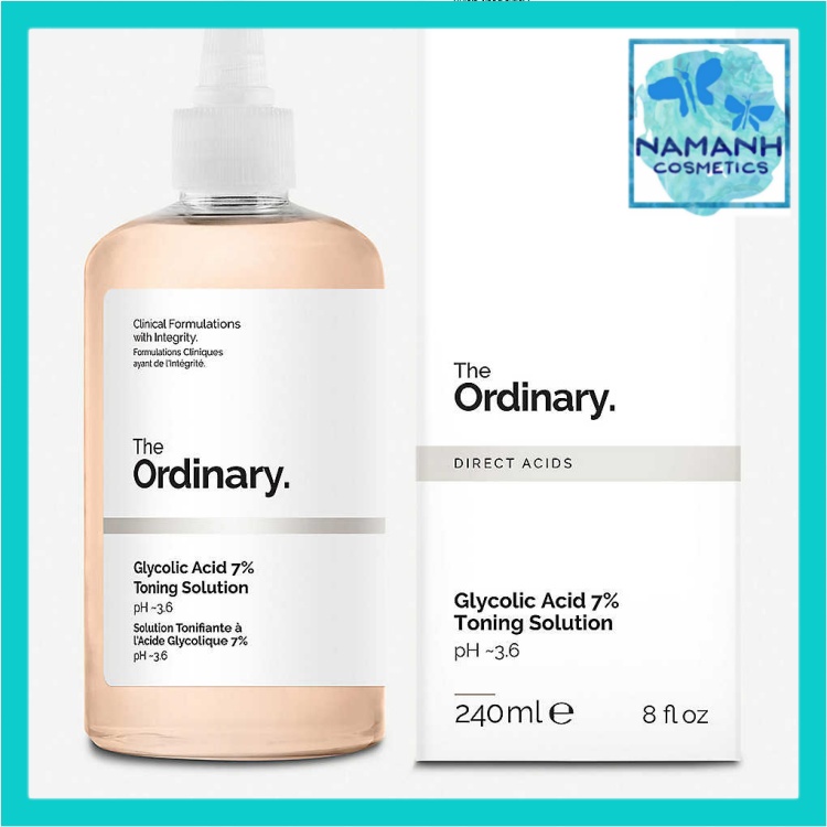 Nước Hoa Hồng Tẩy Da Chết Aha The Ordinary Glycolic Acid 7% Toning Solution 240Ml