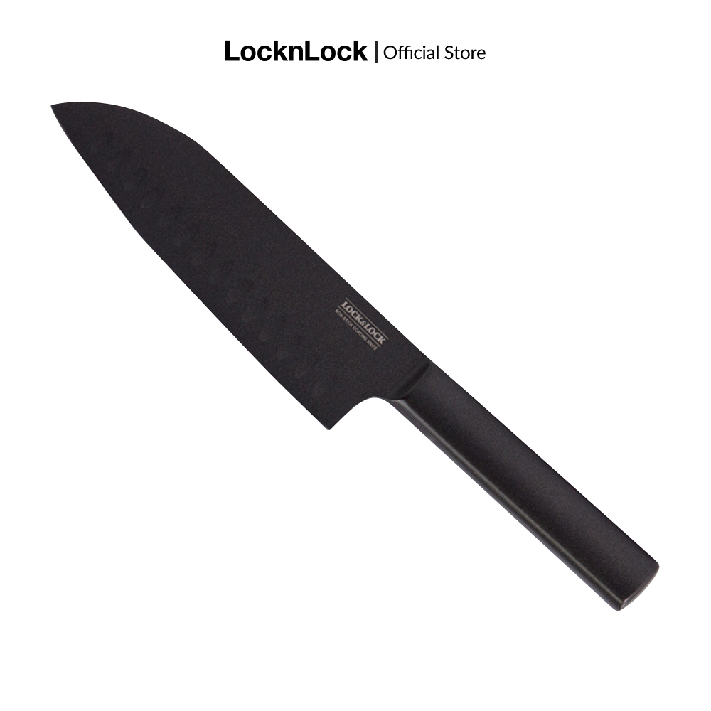 Dao nhà bếp Santoku Knife dài 300 mm bằng thép không gỉ Lock&amp;Lock - Màu đen