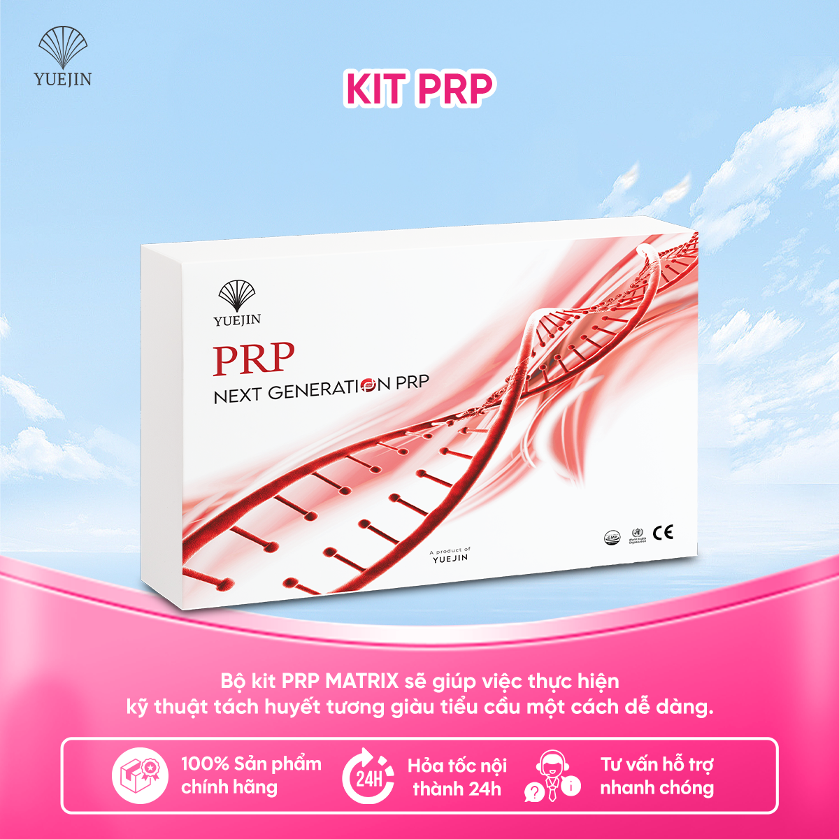 Kit PRP Matrix - Bộ Kit tách huyết tương giàu tiểu cầu 18 món - Yuejin (Có sẵn chất hoạt hóa)