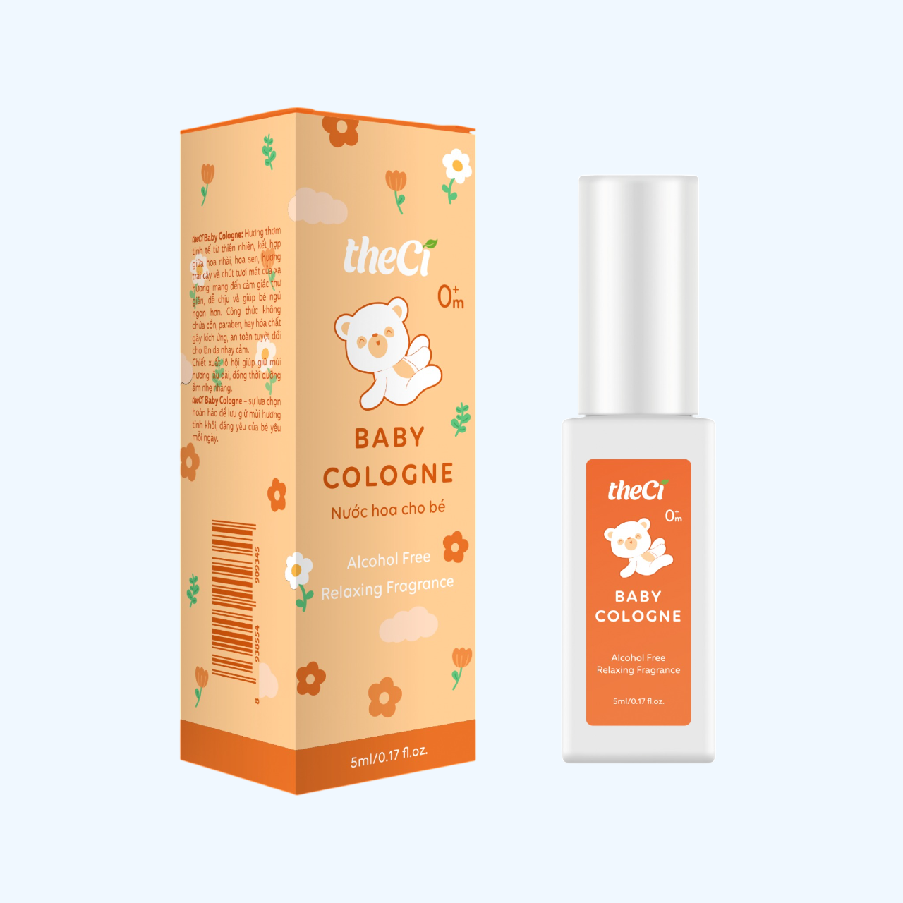Nước Hoa Em Bé TheCi Baby Cologne 5ml – Dịu Nhẹ Không Cồn Thơm Thiên Nhiên An Toàn Cho Trẻ Sơ Sinh