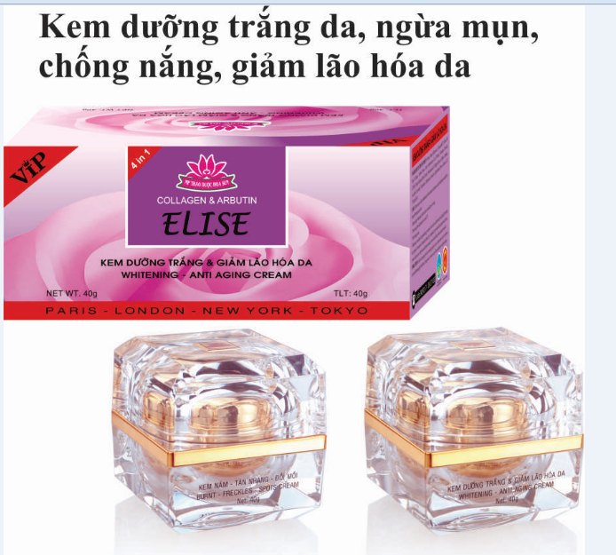 KEM ELISE DƯỠNG TRẮNG DA NGỪA MỤN CHỐNG NẮNG GIẢM LÃO HÓA 40G( CẶP NGÀY VÀ ĐÊM)