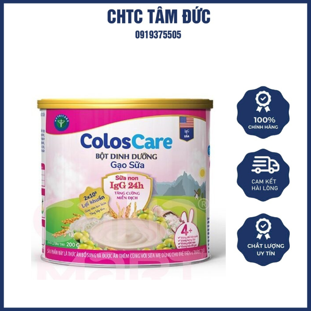Lon Bột Ăn Dặm Coloscare Gạo Sữa Hộp 200g Giúp Bé Tăng Cường Hệ Miễn Dịch Và Tiêu Hóa Khỏe