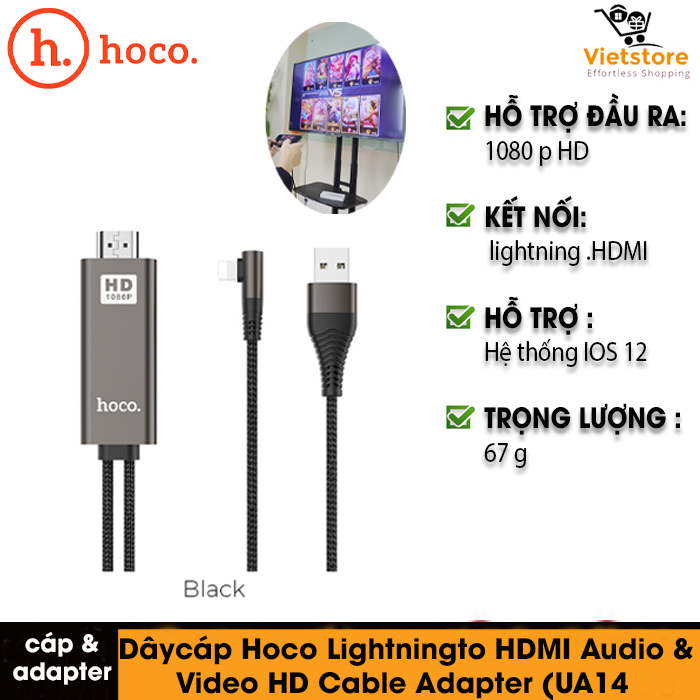 Cable Lightning to HDMI “UA14” aluminum alloy shell - HOCO
