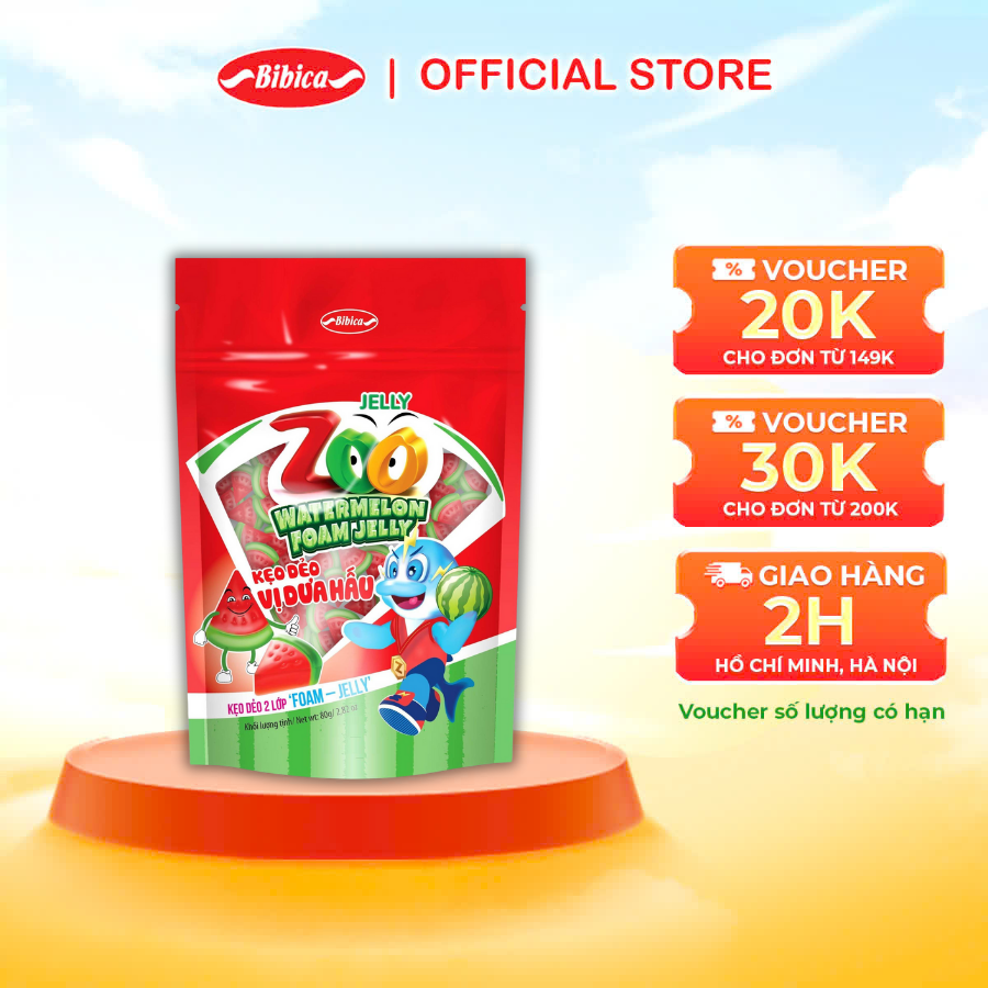 Kẹo Dẻo Zoo Foam Jelly Dưa hấu Bibica 24g