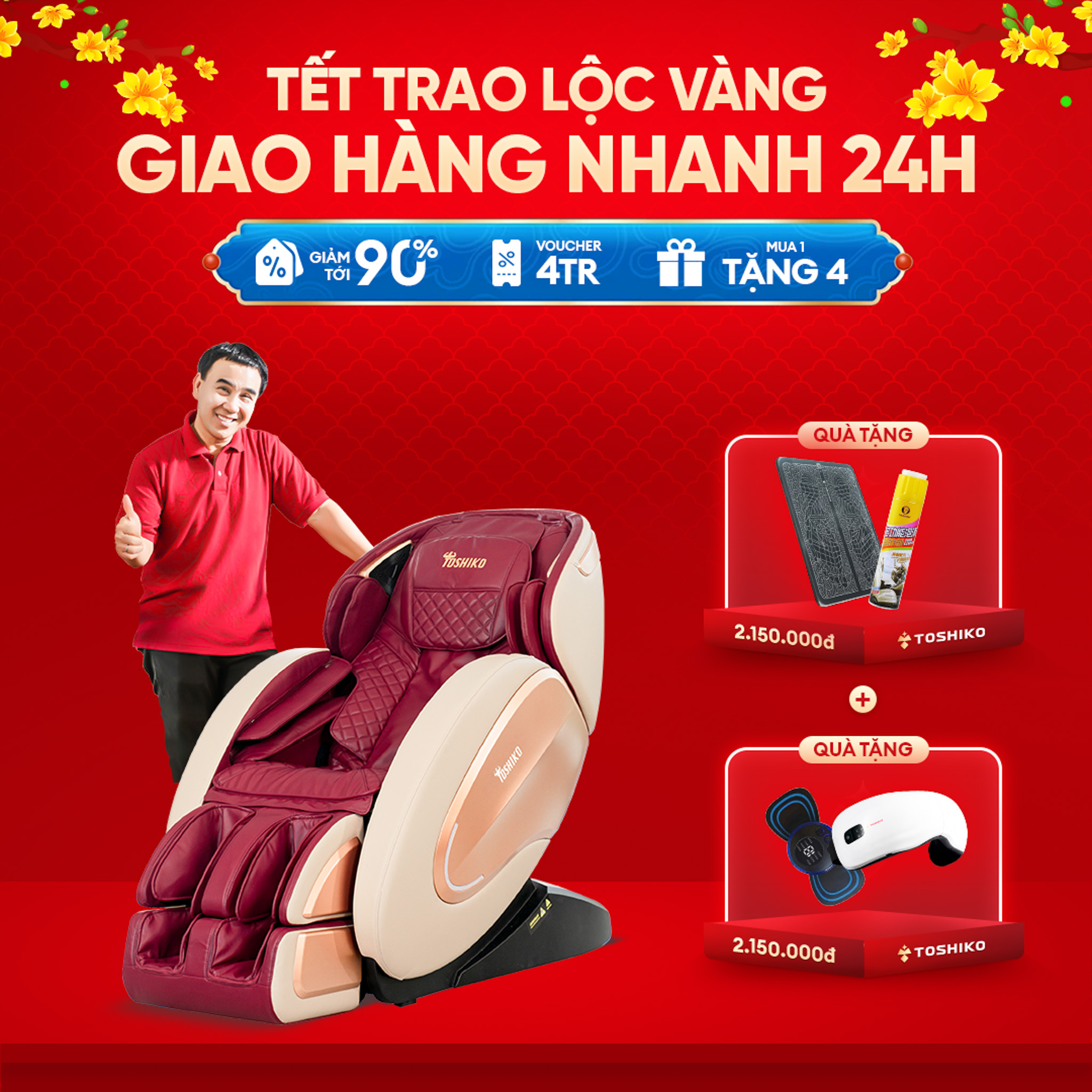 Ghế Massage Đa Năng Cao Cấp điều khiển giọng nói Toshiko T70  sở hữu con lăn 4D di chuyển tổ hợp 10 