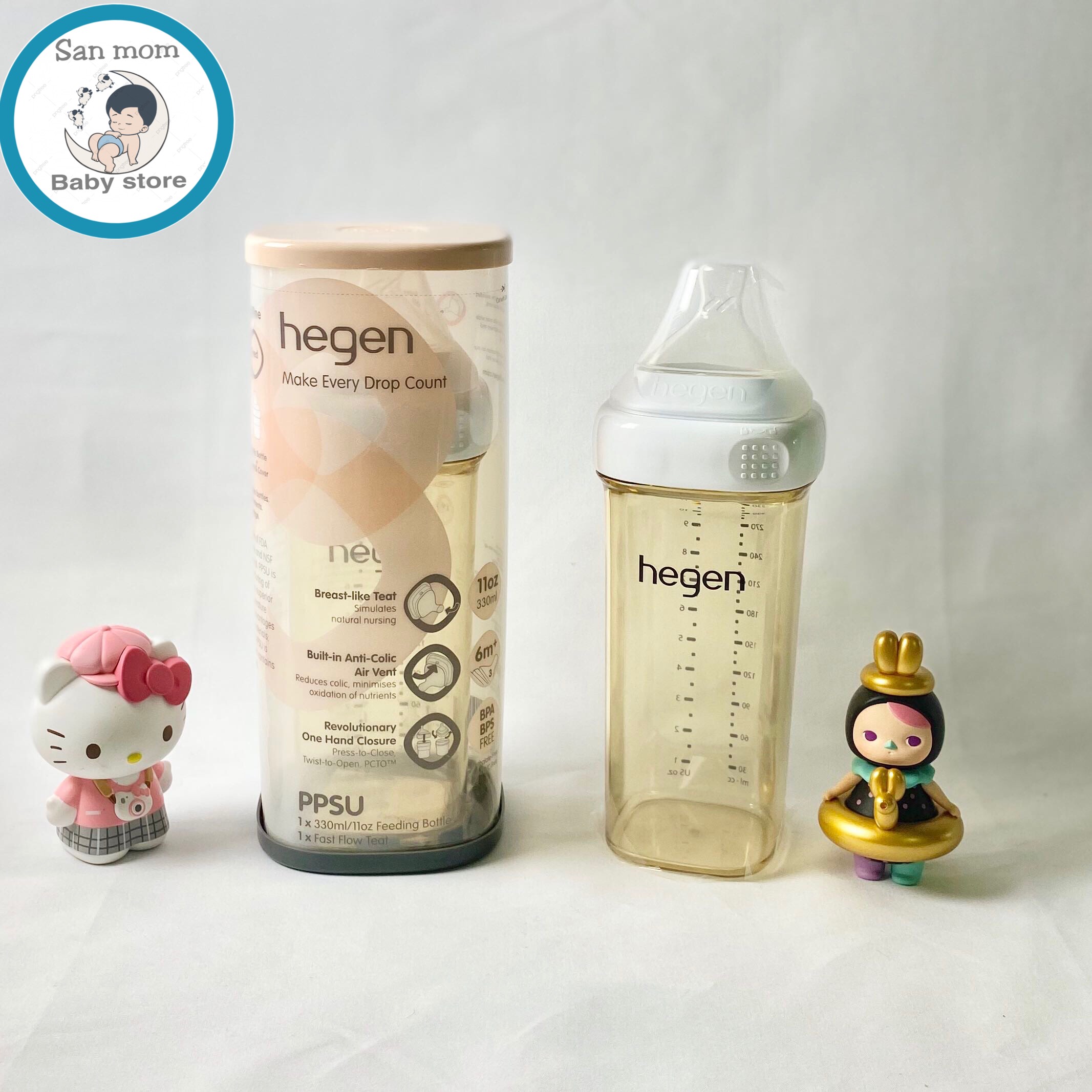 Bình Sữa Hegen Chính Hãng 150/240/330 ML Nhập Khẩu Singapore Cho Bé Sơ Sinh Đến 9 Tháng Tuổi