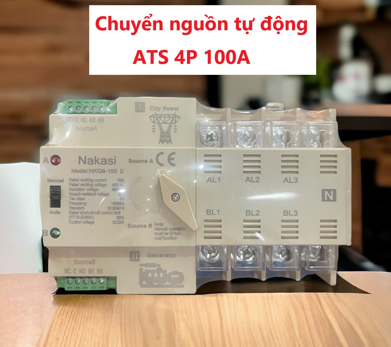 Chuyển nguồn tự động ATS 4P 100A - chuyển nguồn 3 pha không mất điện
