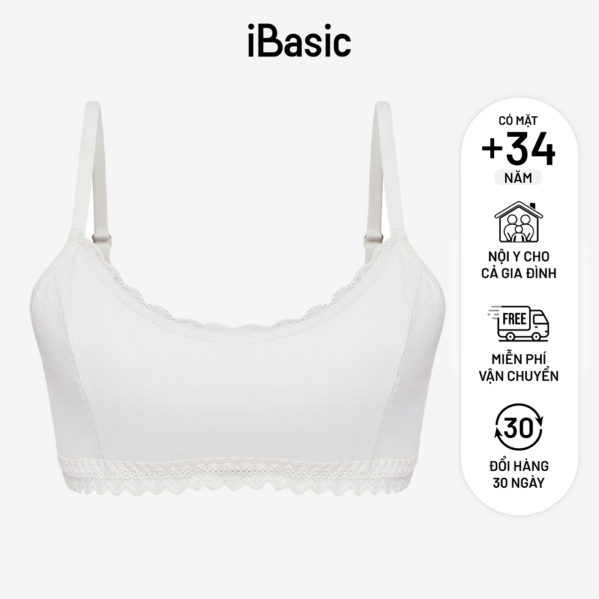 Áo ngực học sinh iBasic tròng cổ viền ren BRAT005