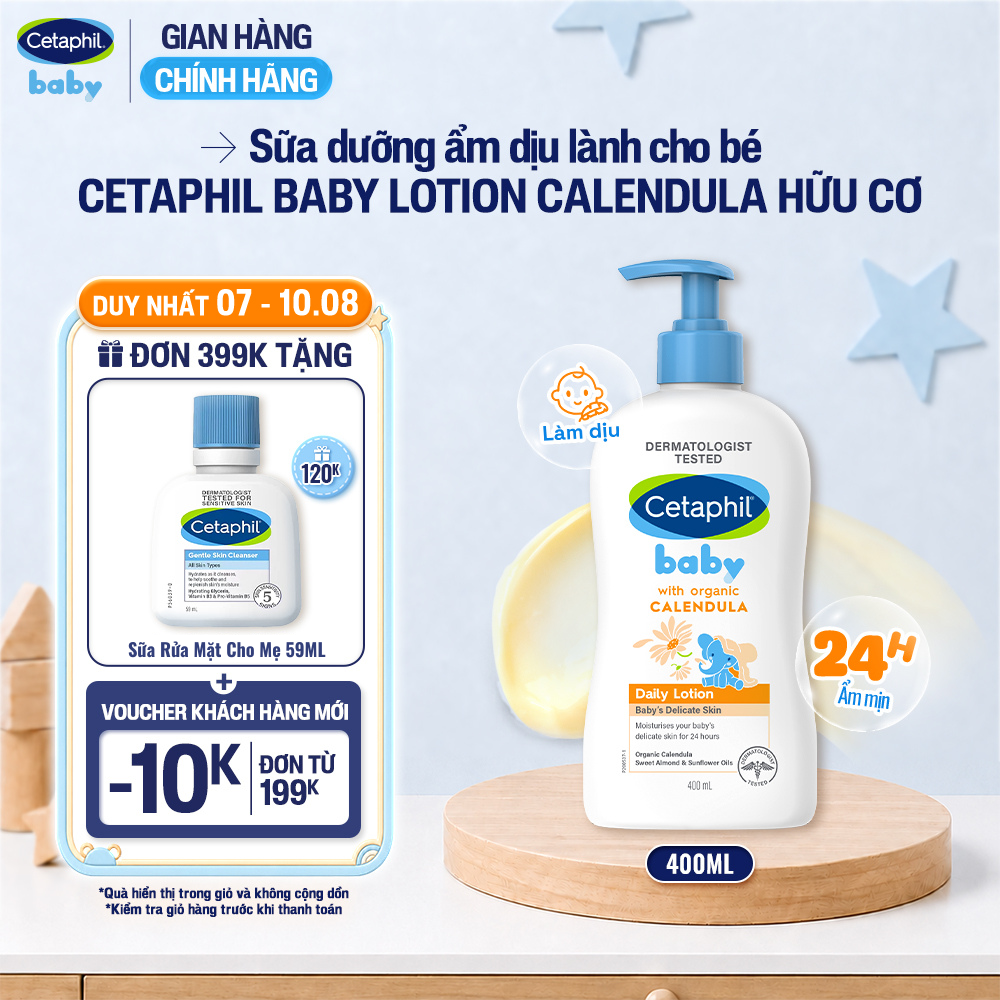 Sữa dưỡng ẩm dịu lành cho bé CETAPHIL BABY LOTION WITH ORGANIC CALENDULA 400ML