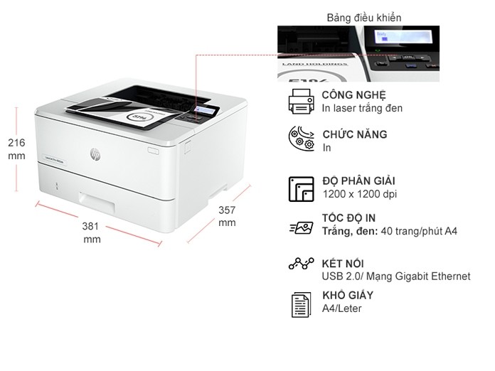 Máy in đen trắng HP LaserJet Pro 4003DN (2Z609A) (Print/ Duplex/ Lan ) - Hàng chính hãng HP Việt N