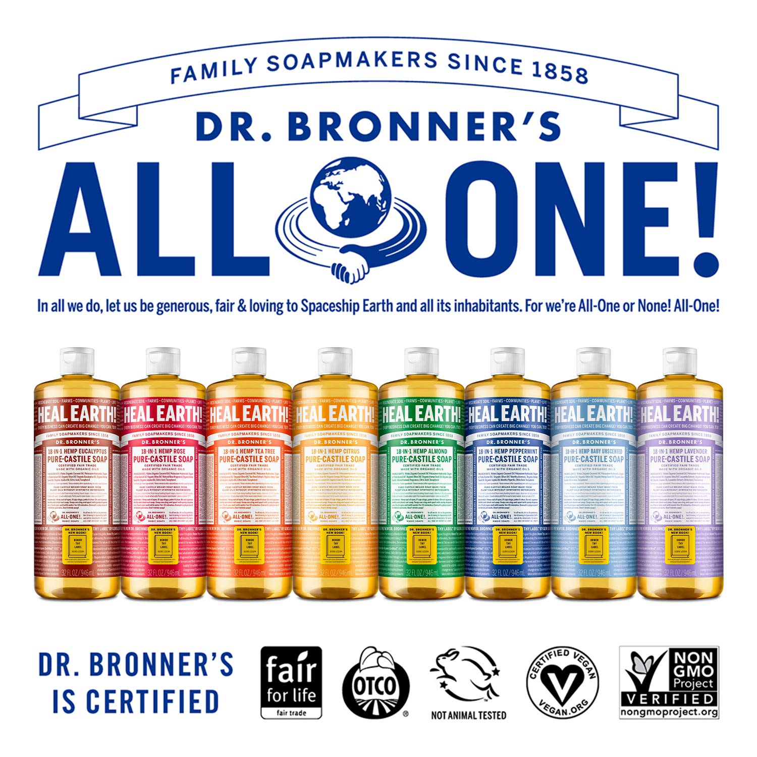 [Hcm]Xà Phòng Hữu Cơ Đa Năng Dr. Bronner’s 946Ml