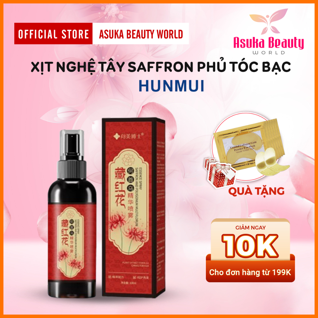 Xịt Dưỡng Đen Tóc Nghệ Tây Phủ Bạc Hunmui - Xịt Đen Tóc Phủ Bạc Hunmui Kích Đen Tóc Xử Lý Tóc Bạc Hi