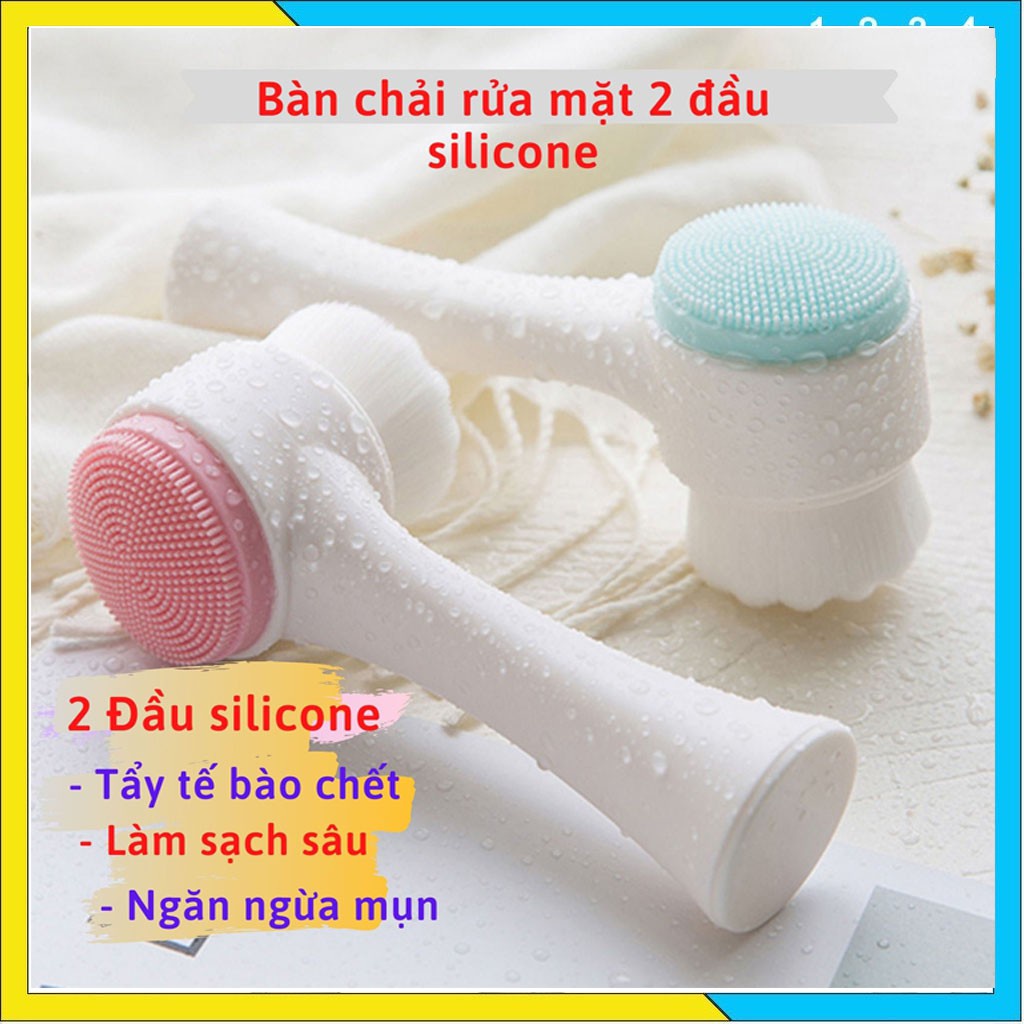 Bàn Chải Rửa Mặt 2 Đầu Silicone - Cọ Rửa Mặt Sạch Da Hết Mụn