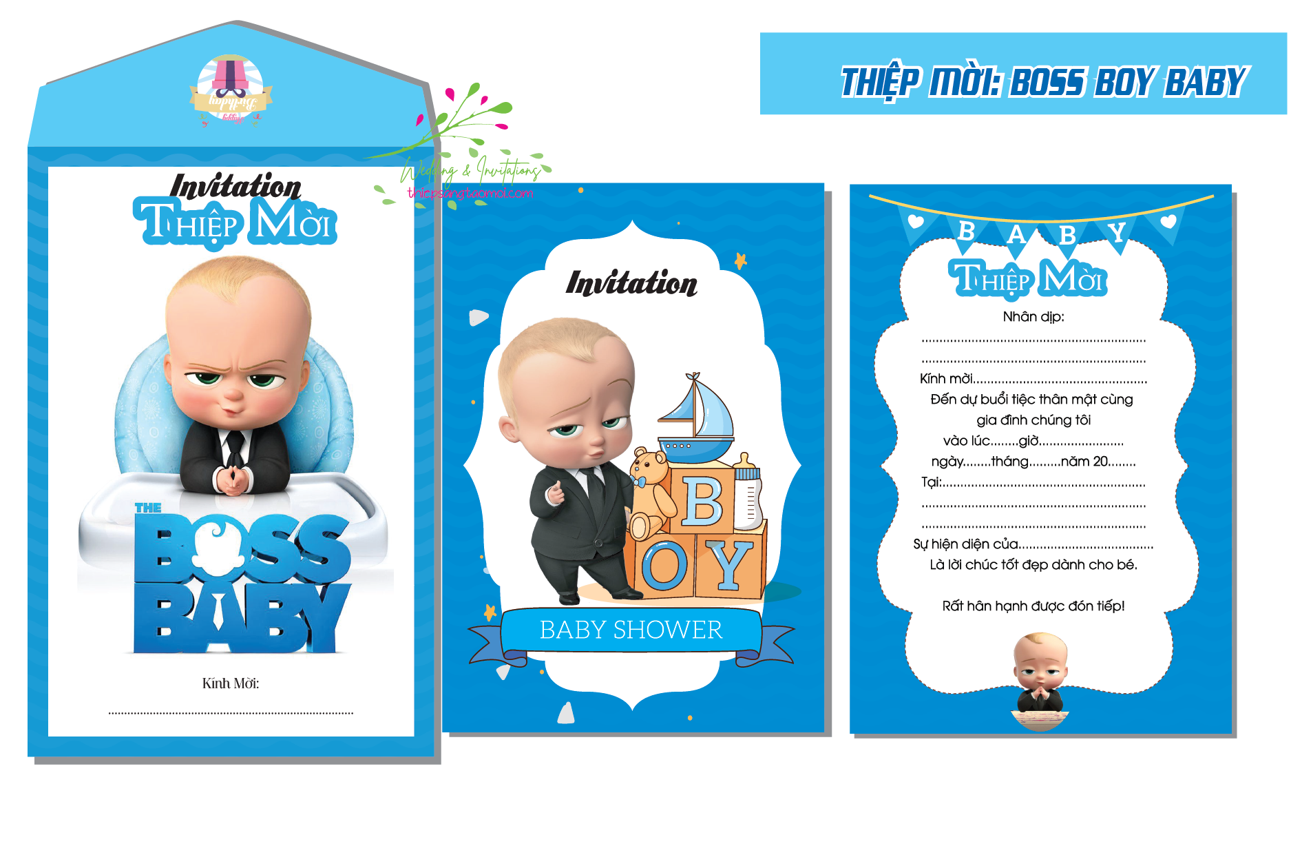 COMBO 20 THIỆP MỜI SINH NHẬT THIỆP MỜI THÔI NÔI THIỆP MỜI ĐẦY THÁNG - BOSS BOY BABY