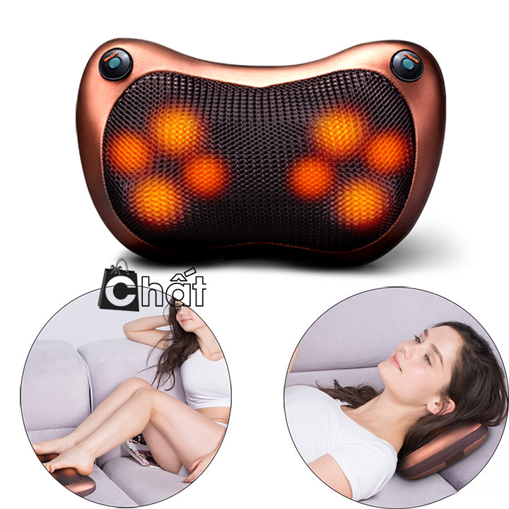 Gối Massage Hồng Ngoại 8 Bi Chip Hồng Ngoại Massage Hồng Ngoại Loại Tốt Thiết Kế Gọn Nhẹ Dễ Sử Dụng - Tặng Cáp Cho Ôto - Bảo Hành 12 Tháng