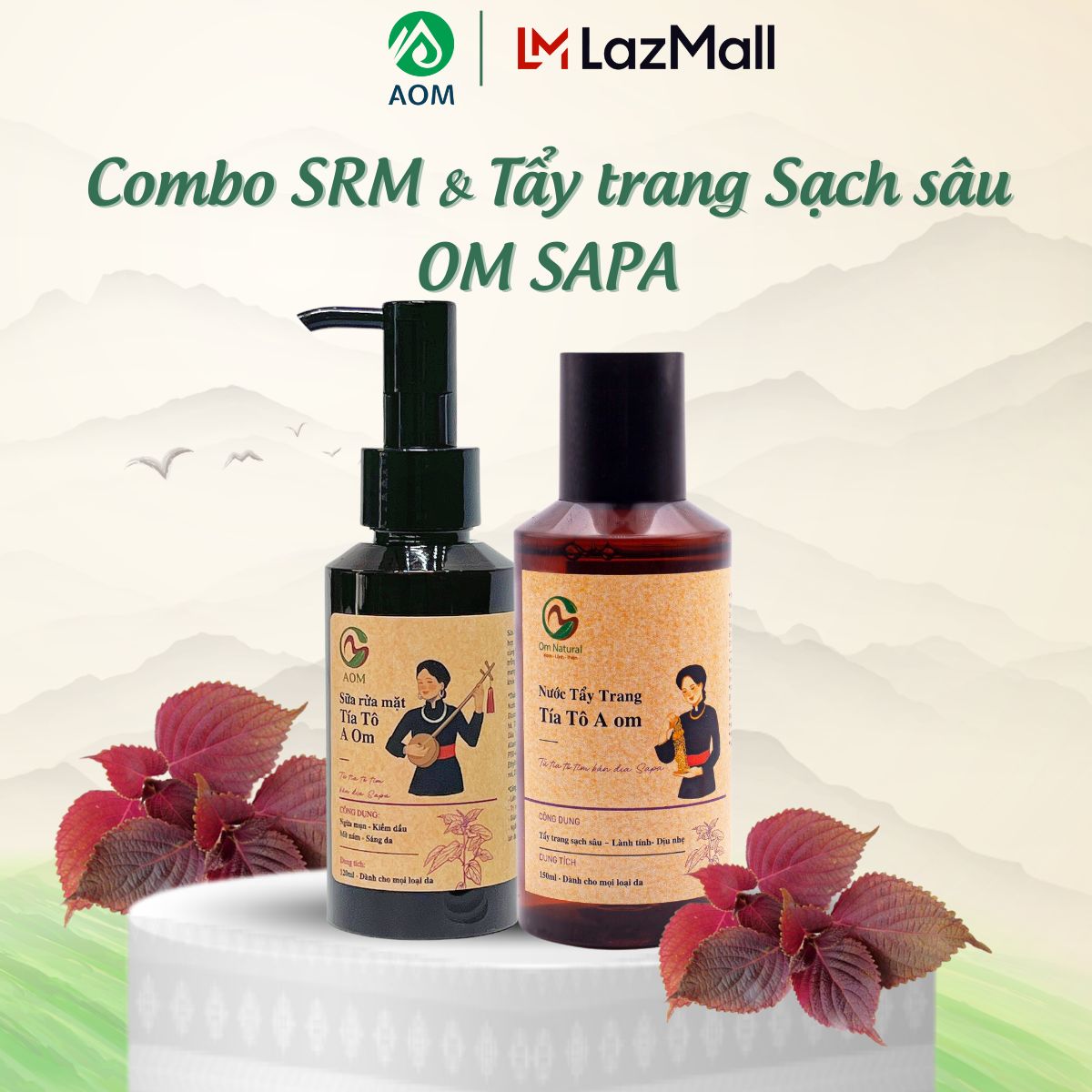 [MỚI] Sữa Rửa Mặt Tía Tô Alpha Arbutin Trắng Da Giảm Thâm Nám A Om Sapa 120ml