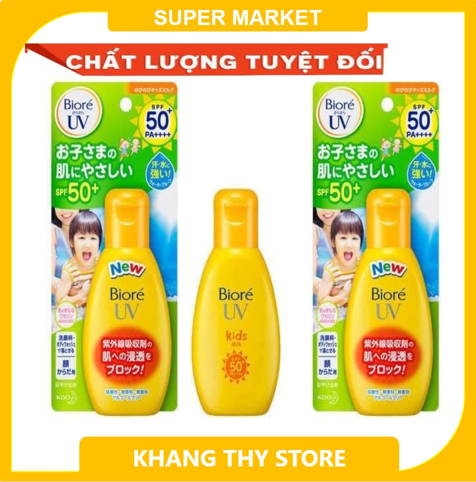 Kem Chống Nắng Biore Uv Kids Milk Spf50+/ Pa++++ 90G Dành Cho Trẻ Em