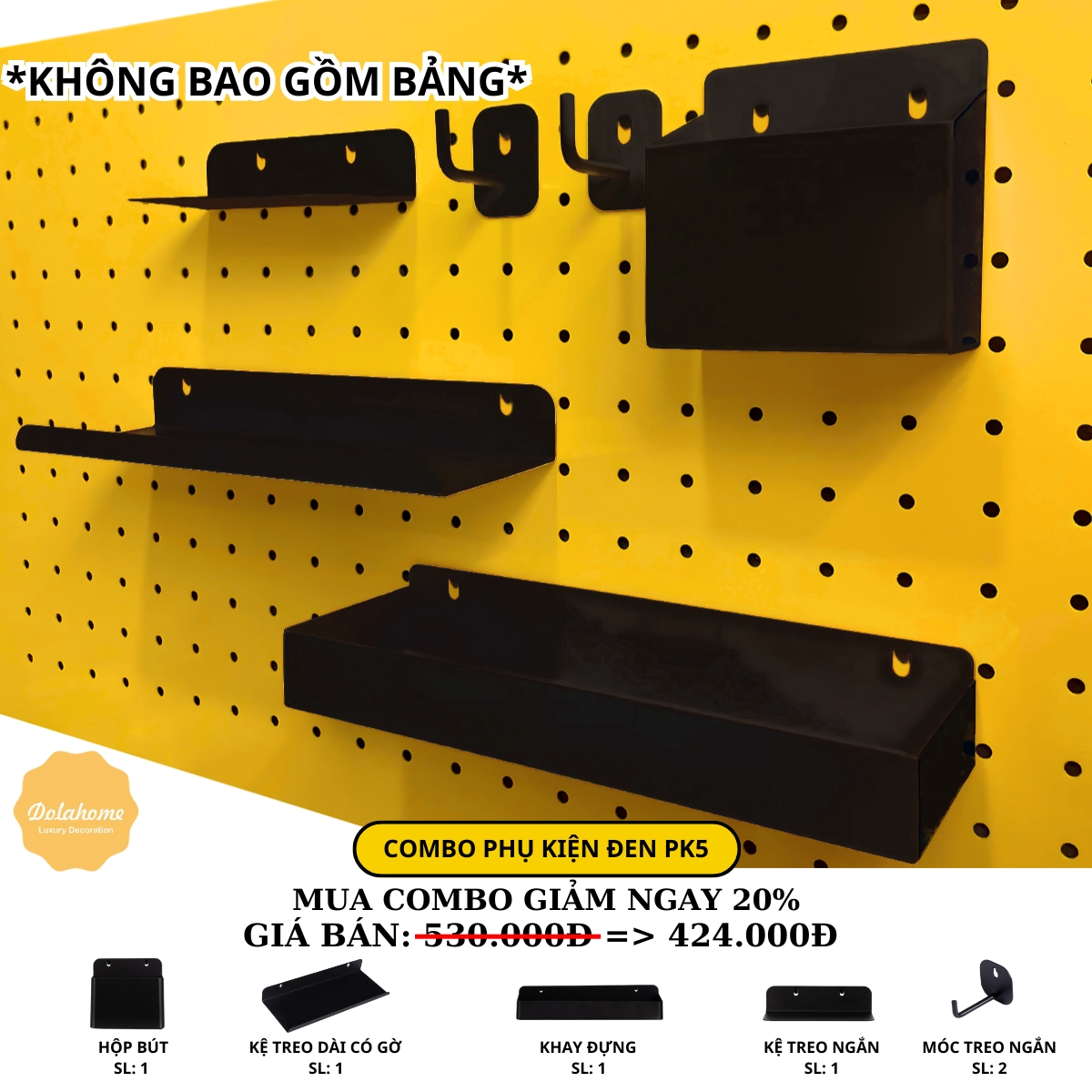 Bảng lỗ Pegboard Dola Home cao cấp dạng chân đứng để bàn để dụng cụ làm việc tại nghe mô hình bàn ph