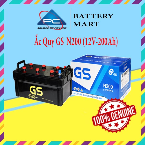 Bình Ắc Quy  Nước 12V-200Ah Ắc Quy Ô Tô GS N200